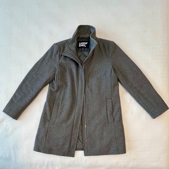 Lands' End Women's Insulated Wool Coat Grey Size 4 Petite - Picture 7 of 12